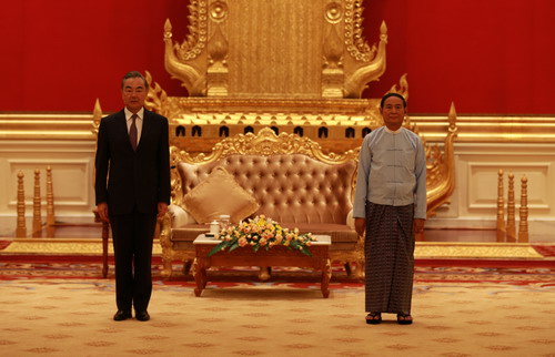 缅甸总统温敏会见王毅